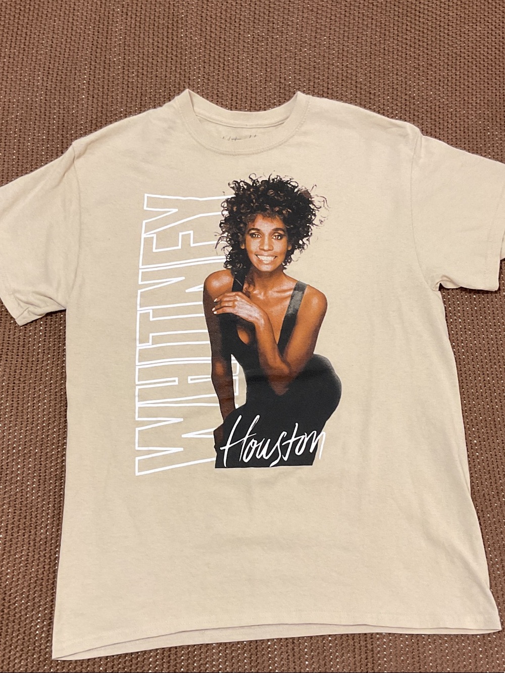 Whitney Houston Beige Graphic Tee - Icon Print